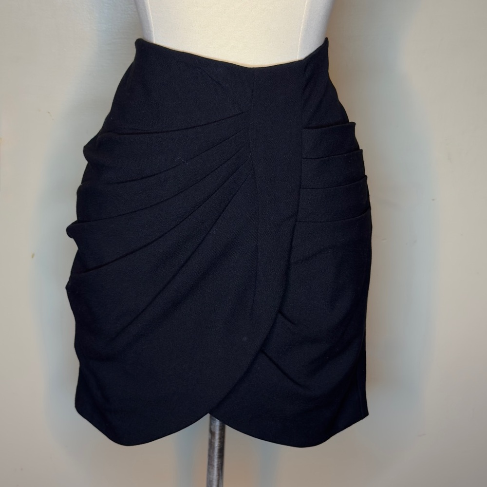 Black Asymmetrical Skort Pleated Mini Skirt Y2K Office Club Size M